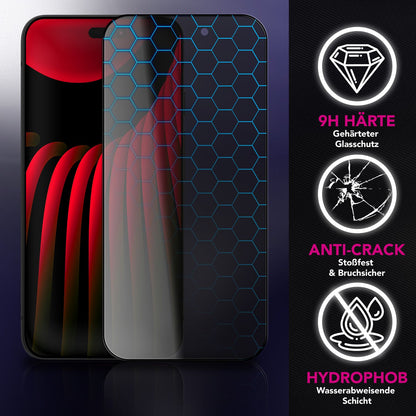 NALIA AntiSpyX passend für Apple iPhone 18 Pro / 17 Pro Glas (Diskreter Blickschutz), Privacy Schutzglas mit 9H Härte, Anti-Spy Sichtschutz, Robust, Touch-sensitiv, Blasenfrei, Oleophob, Hüllen-freundlich