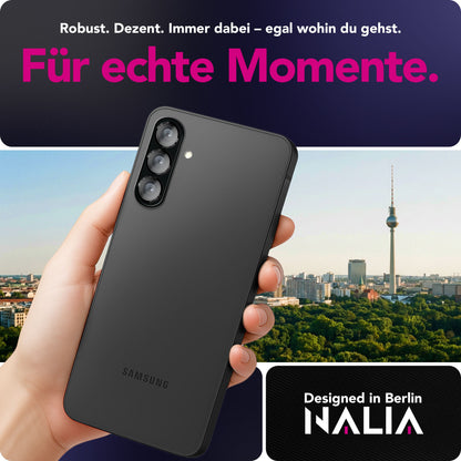 NALIA Glas Kameraschutzringe für Samsung Galaxy A57 – Linsenschutz & Case Friendly – FOCUS.PRO CLX (9H Härtegrad & Montagerahmen) – Marke aus Berlin