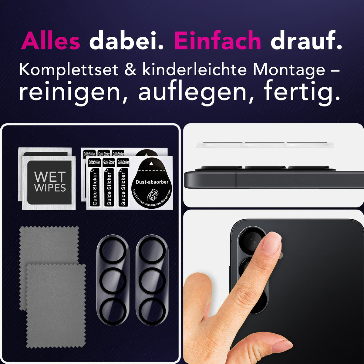 NALIA 2x Kameraschutzglas für Samsung Galaxy S26 Plus – Linsenschutz 9H & Case-Friendly – FOCUS.X2 MAX (HD-Echtglas Transparent) – Marke aus Berlin