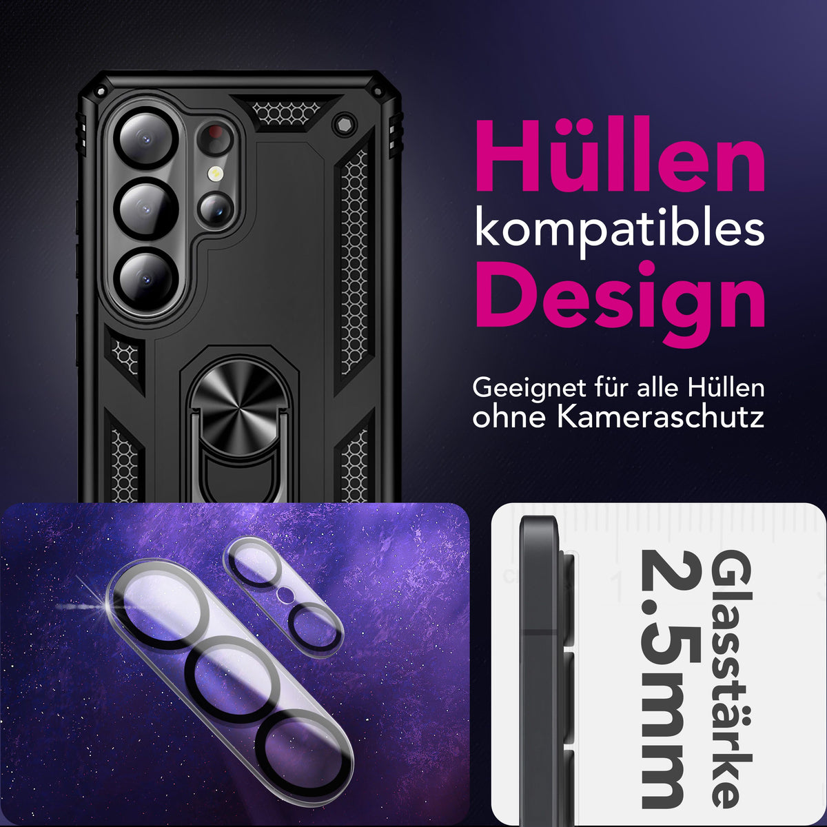 NALIA 2x Kameraschutzglas für Samsung Galaxy S26 Ultra – Linsenschutz 9H & Case-Friendly – FOCUS.X2 MAX (HD-Echtglas Transparent) – Marke aus Berlin