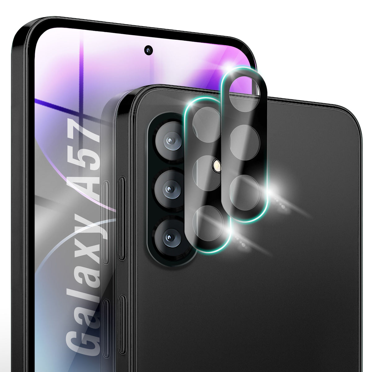NALIA 2x Kameraschutzglas für Samsung Galaxy A57 – Linsenschutz 9H & Case-Friendly – FOCUS.X2 MAX (HD-Echtglas Transparent) – Marke aus Berlin