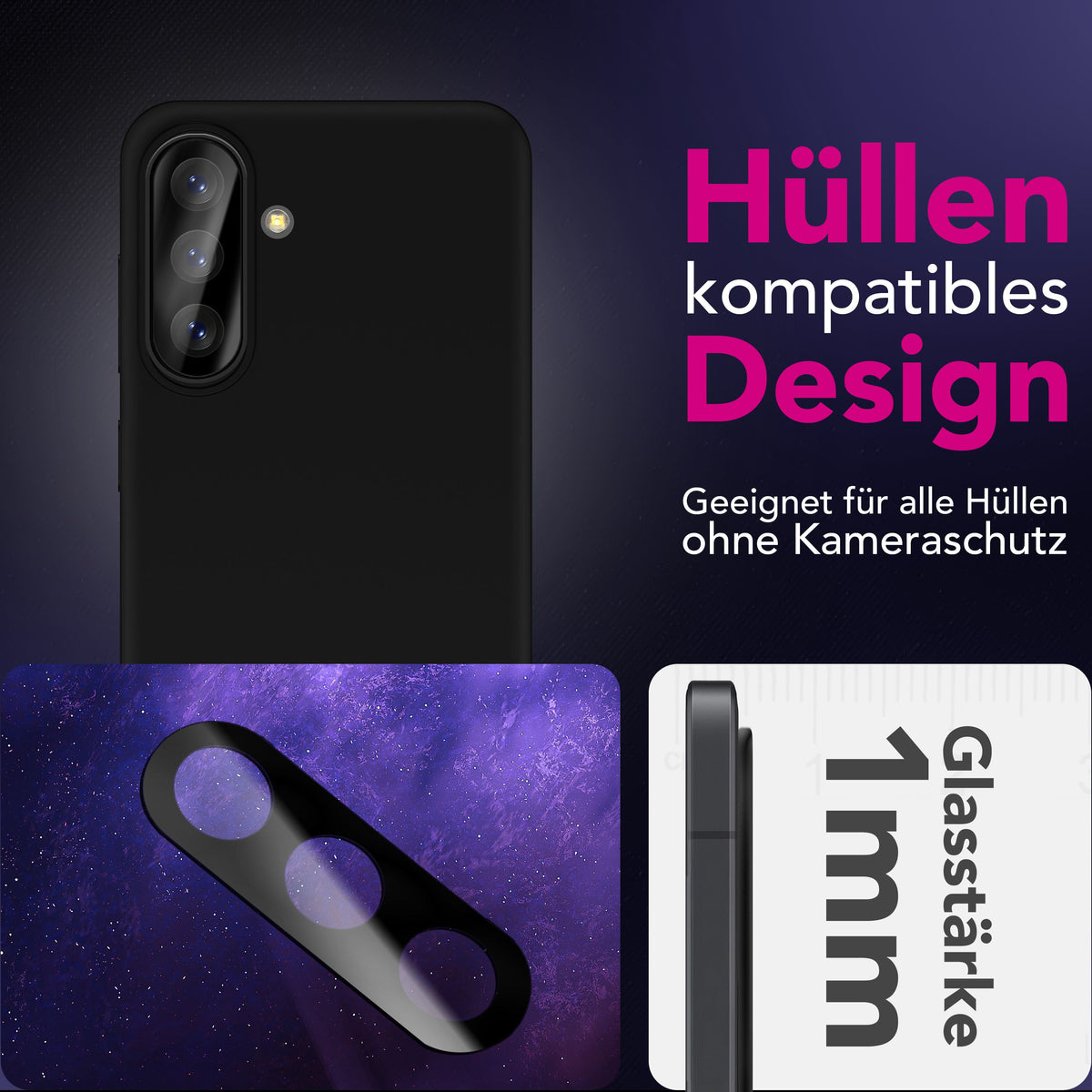 NALIA 2x Kameraschutzglas für Samsung Galaxy A57 – Linsenschutz 9H & Case-Friendly – FOCUS.X2 MAX (HD-Echtglas Transparent) – Marke aus Berlin