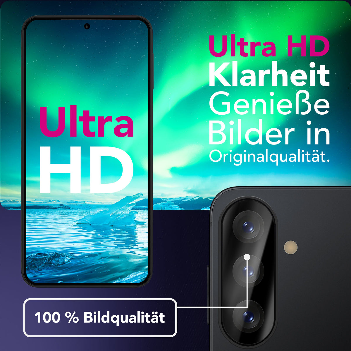 NALIA 2x Kameraschutzglas für Samsung Galaxy A57 – Linsenschutz 9H & Case-Friendly – FOCUS.X2 MAX (HD-Echtglas Transparent) – Marke aus Berlin