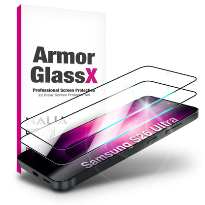 NALIA 2x Schutzglas für Samsung Galaxy S26 Ultra – Full-Screen Schutz 9H & Hüllenfreundlich – ARMORGLASSX (Display Glasfolie Transparent & 9H Härte) – Marke aus Berlin