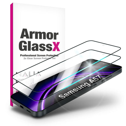 NALIA 2x Schutzglas für Samsung Galaxy A57 – Full-Screen Schutz 9H & Hüllenfreundlich – ARMORGLASSX (Display Glasfolie Transparent & 9H Härte) – Marke aus Berlin