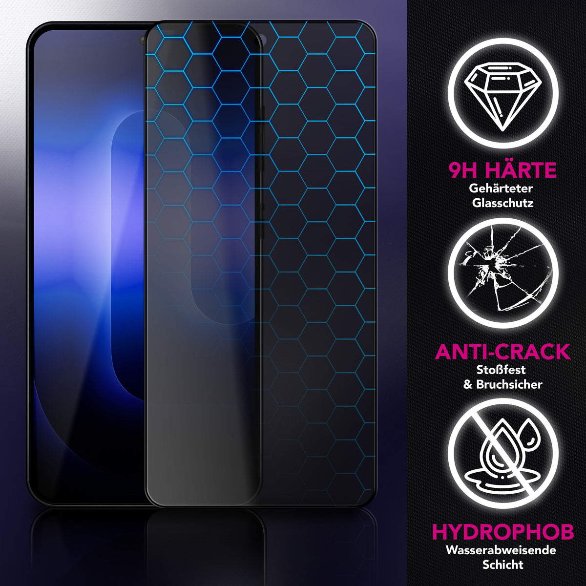 NALIA Blickschutzglas für Samsung Galaxy S26 – Härte 9H & Robust – ANTISPYX (Privacy Full-Cover) – Marke aus Berlin