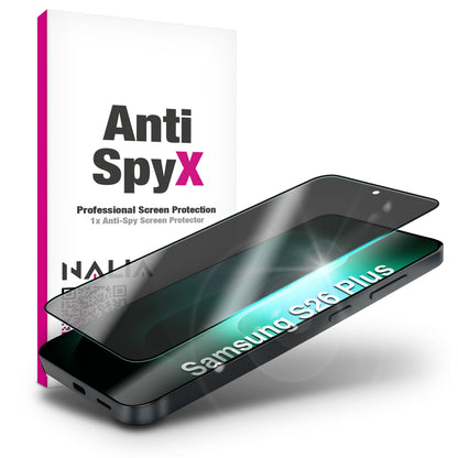 NALIA Blickschutzglas für Samsung Galaxy S26 Plus – Härte 9H & Robust – ANTISPYX (Privacy Full-Cover) – Marke aus Berlin