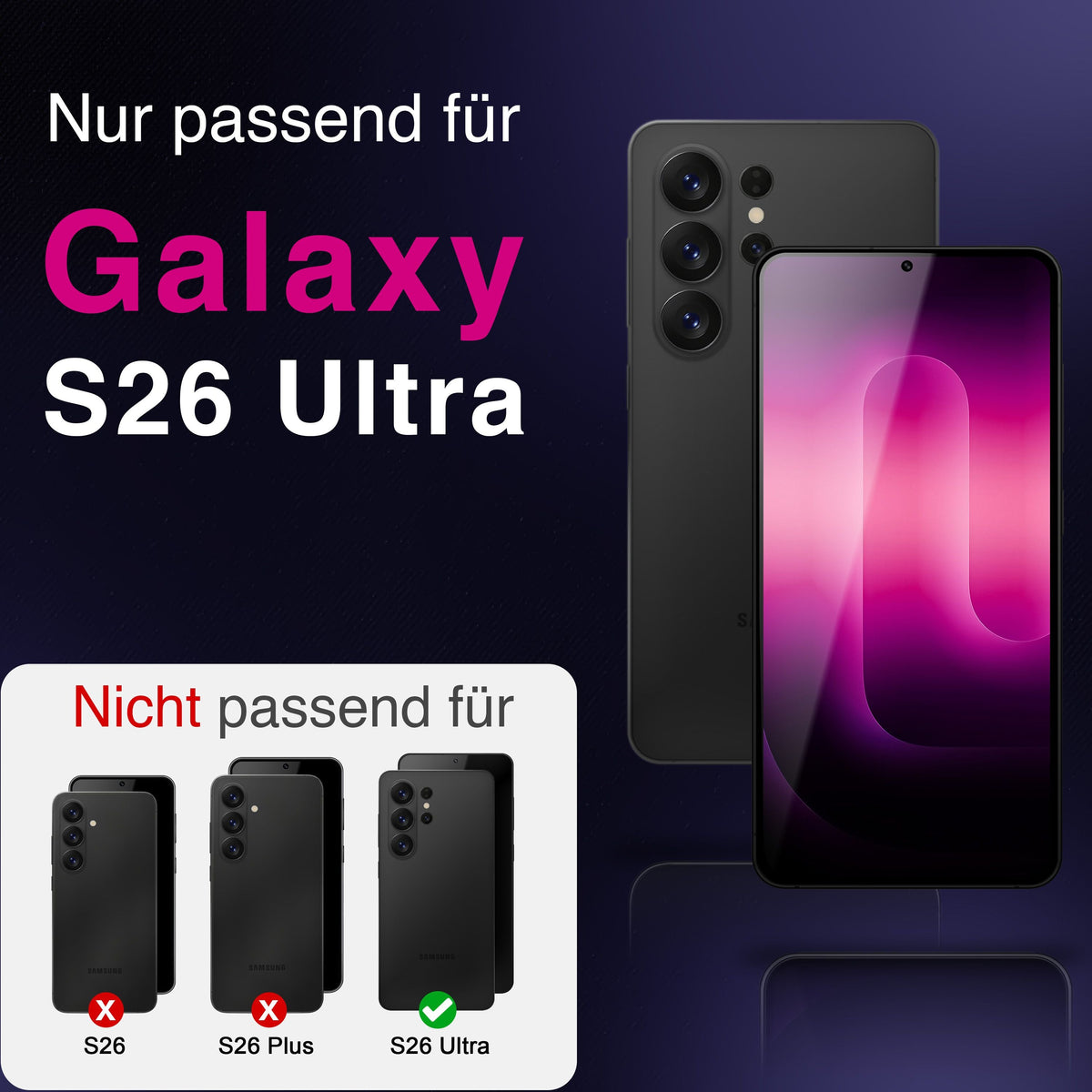 NALIA Blickschutzglas für Samsung Galaxy S26 Ultra – Härte 9H & Robust – ANTISPYX (Privacy Full-Cover) – Marke aus Berlin