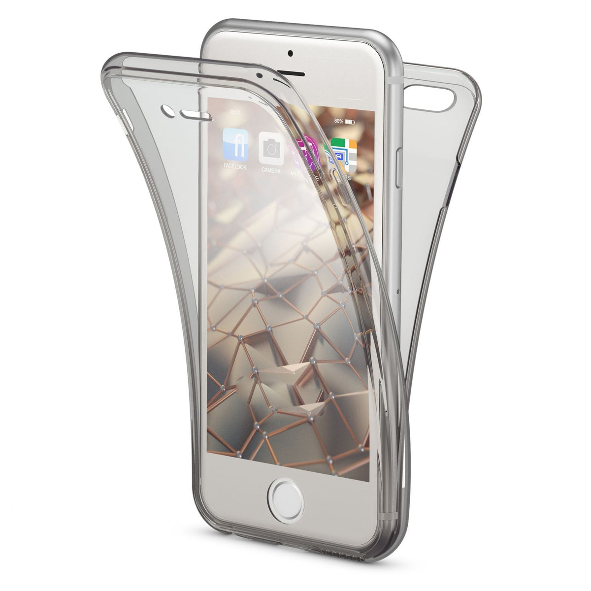 NALIA 360 Grad Handyhülle kompatibel mit iPhone 6 6S, Full Cover Vorne & Hinten Rundum Doppel-Schutz Schale, Dünnes Ganzkörper Case Silikon Etui, Transparente Display Schutz-Hülle & Rückseite - Grau