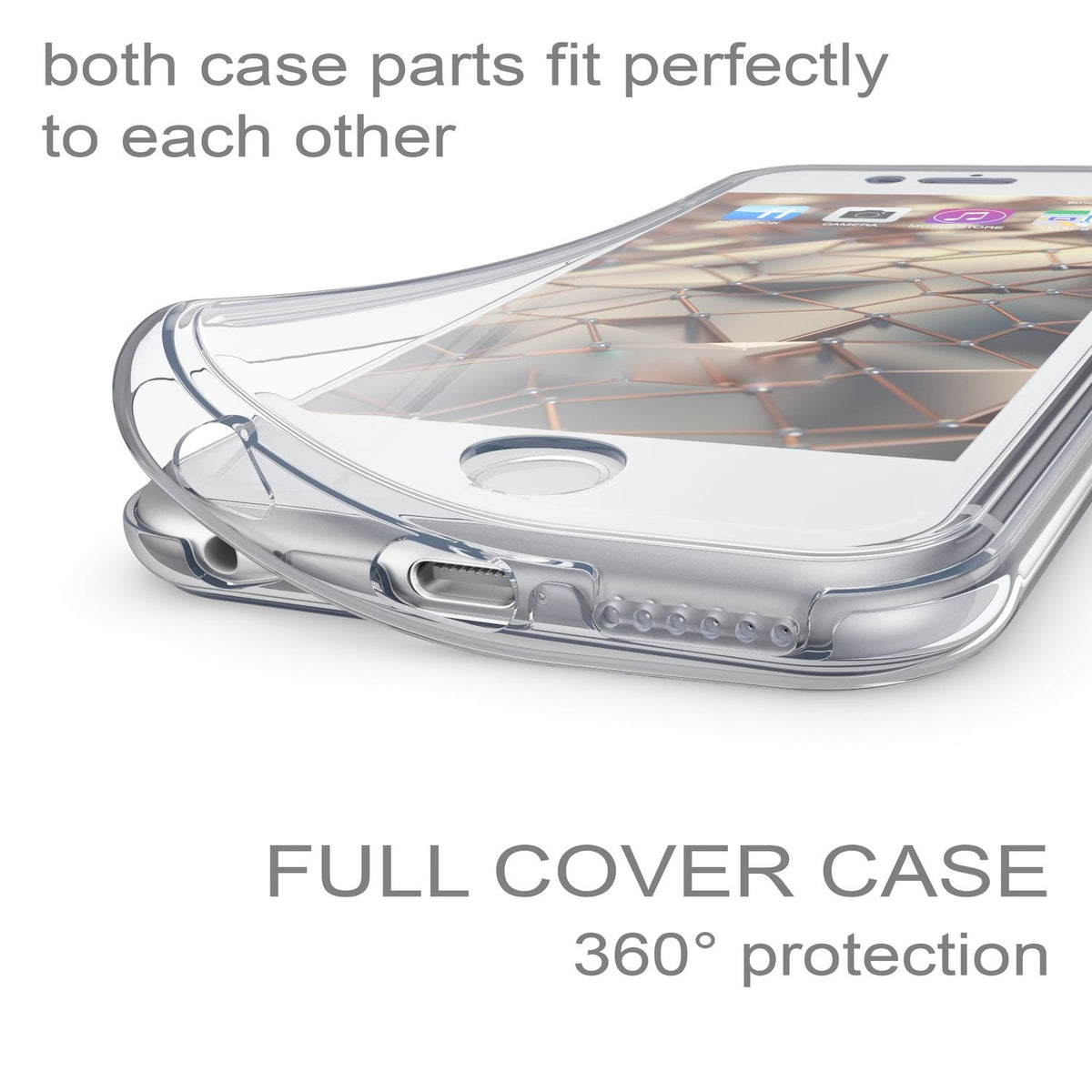NALIA 360 Grad Handyhülle kompatibel mit iPhone 6 6S, Full Cover Vorne & Hinten Rundum Doppel-Schutz, Dünnes Ganzkörper Case Silikon Etui, Transparente Display Schutz-Hülle & Rückseite - Transparent