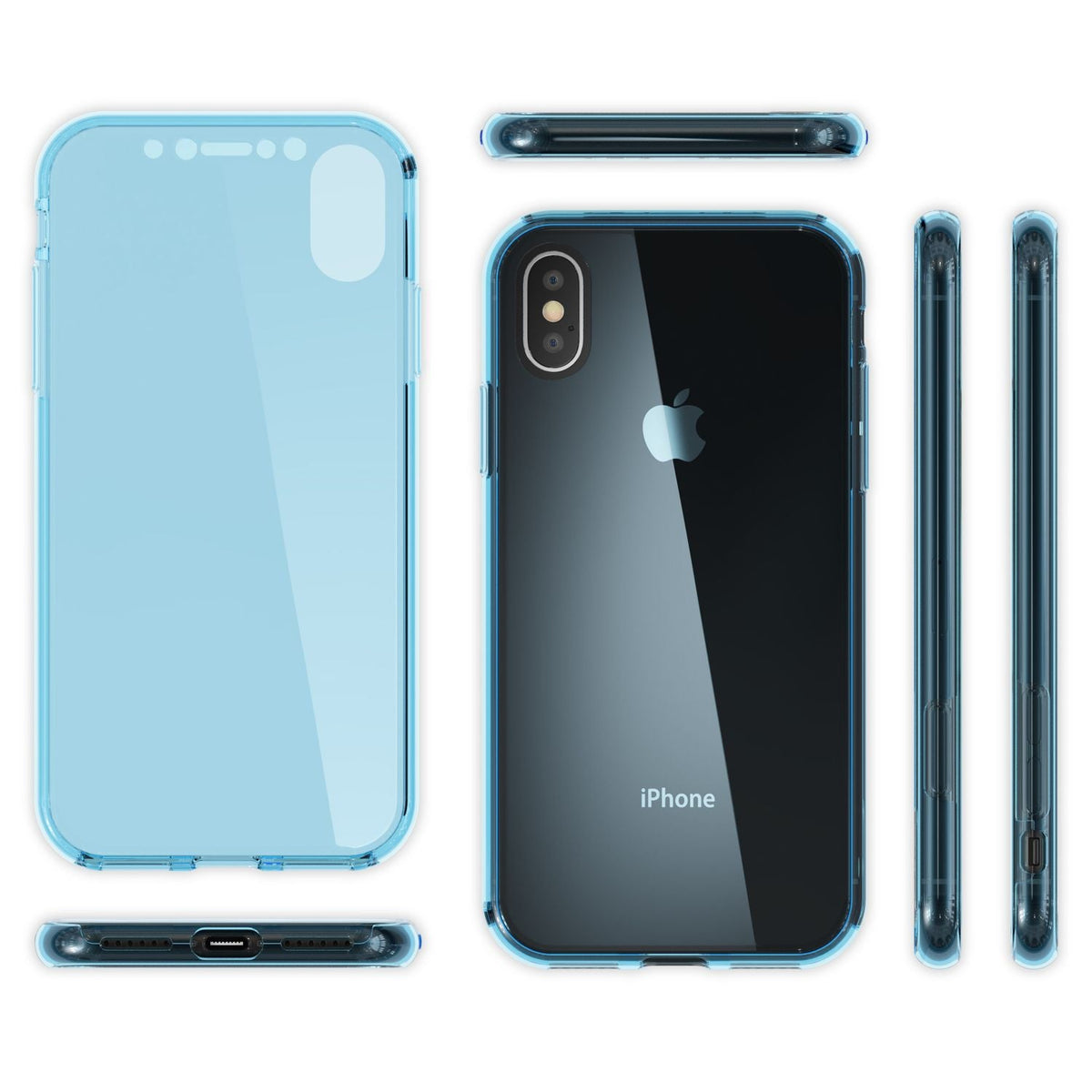 NALIA 360 Grad Handyhülle kompatibel mit Apple iPhone X XS, Full-Cover vorne hinten Hülle Doppel-Schutz, Dünn Ganzkörper Case Silikon Etui Handytasche Displayschutz Rückseite