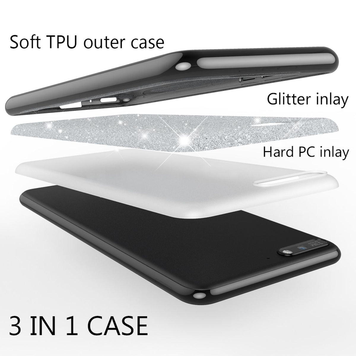 NALIA Glitzerhülle für Huawei Y6 (2018) – Funkelnder Glitzer-Look & Grip – SHINEPOP (Silikon Case) – Marke aus Berlin