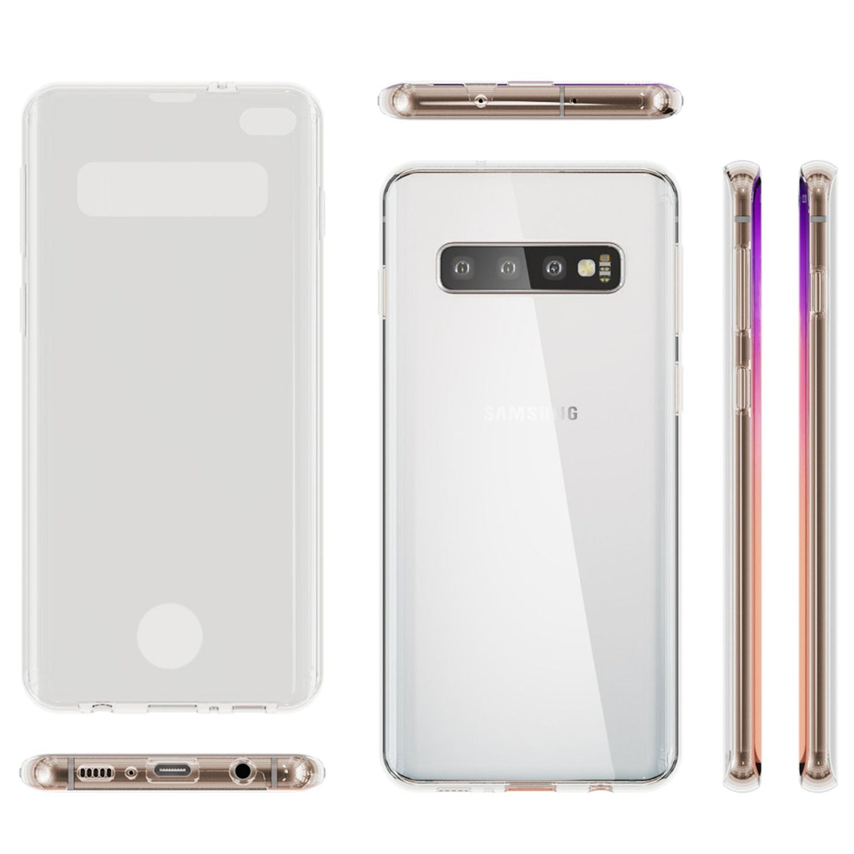 NALIA 360 Grad Hülle kompatibel mit Samsung Galaxy S10 Plus, Full-Cover vorne hinten Rundum Handyhülle Doppel-Schutz, Dünn Ganzkörper Case Silikon Transparent Displayschutz Bumper