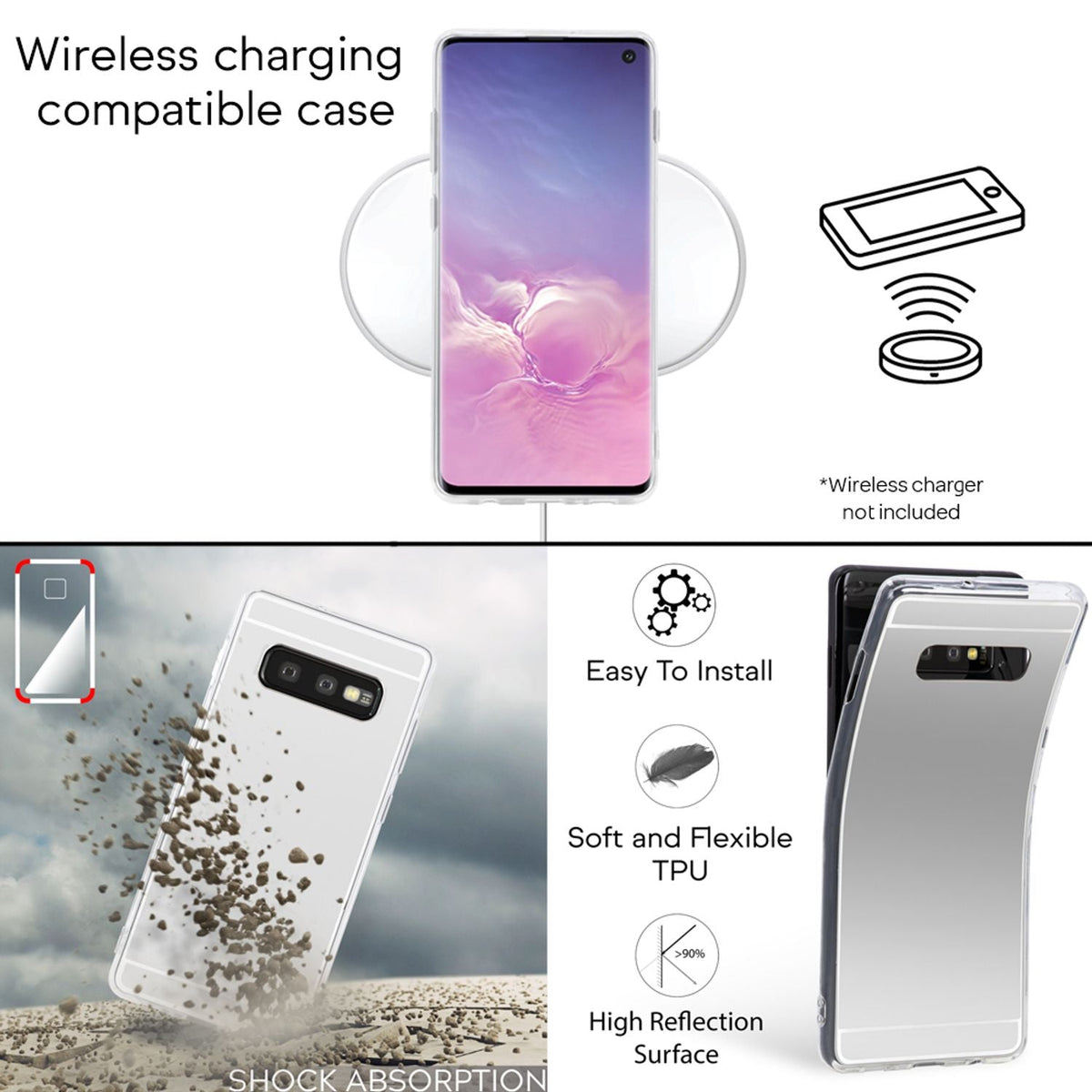 NALIA Spiegel Hülle kompatibel mit Samsung Galaxy S10e, Ultra-Slim Handyhülle Mirror TPU Silikon Case, Schutz-Hülle Dünn Back-Cover Verspiegelt, Handy-Tasche Bumper Smart-Phone Etui