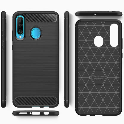 NALIA Silikonhülle für Huawei P30 Lite – Rutschfest & Matt – VORTEX (Gebürstete Optik & Carbon Design) – Marke aus Berlin