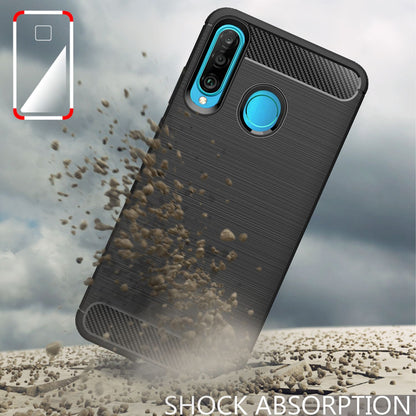 NALIA Silikonhülle für Huawei P30 Lite – Rutschfest & Matt – VORTEX (Gebürstete Optik & Carbon Design) – Marke aus Berlin