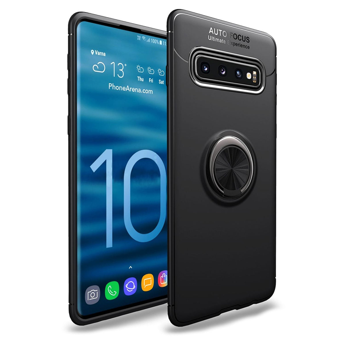NALIA Ringhülle für Samsung Galaxy S10 – Ring-Ständer 360° & für Magnet-Halter – GRIP360 (Mattiertes Silikon Case) – Marke aus Berlin