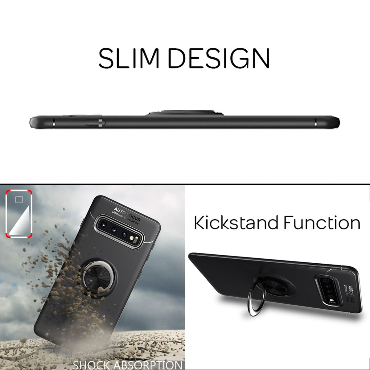 NALIA Ringhülle für Samsung Galaxy S10 – Ring-Ständer 360° & für Magnet-Halter – GRIP360 (Mattiertes Silikon Case) – Marke aus Berlin