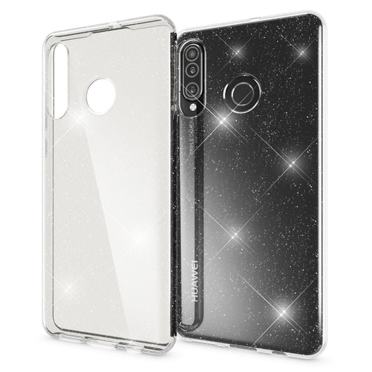 NALIA Glitzerhülle für Huawei P30 Lite – Funkelndes Silikon Case – DAZZLIN (Transparent & Stoßfest) – Marke aus Berlin