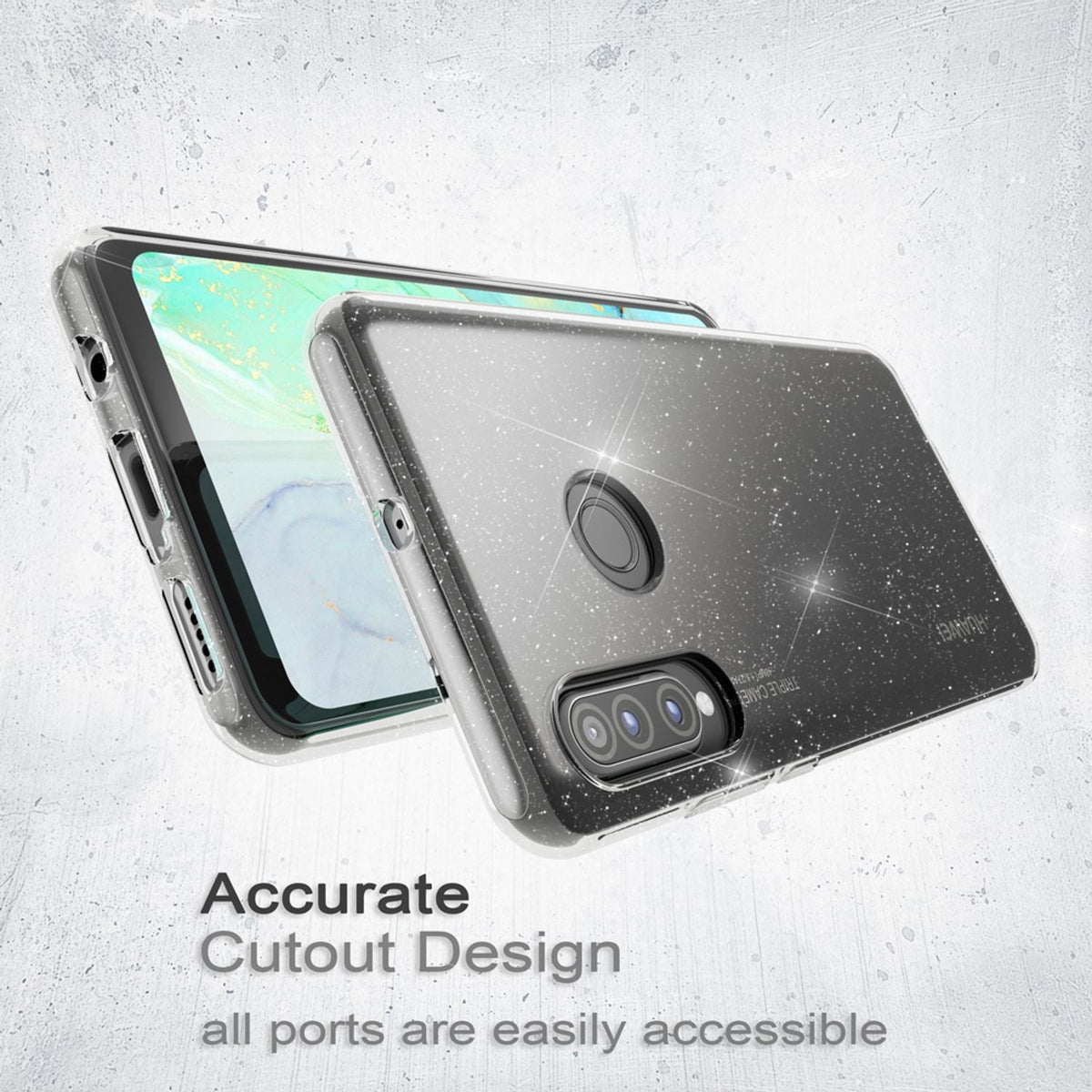 NALIA Glitzerhülle für Huawei P30 Lite – Funkelndes Silikon Case – DAZZLIN (Transparent & Stoßfest) – Marke aus Berlin