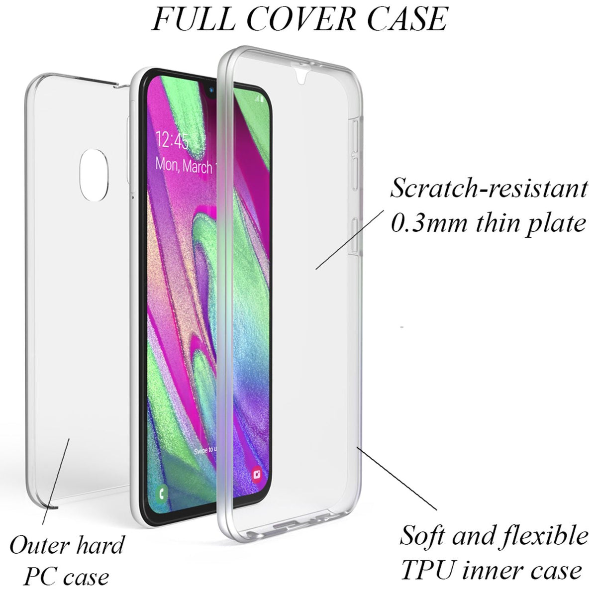 NALIA 360° Hülle für Samsung Galaxy A40 – Vorne & Hinten Schutz – 360GUARD (Full-Body Case) – Marke aus Berlin