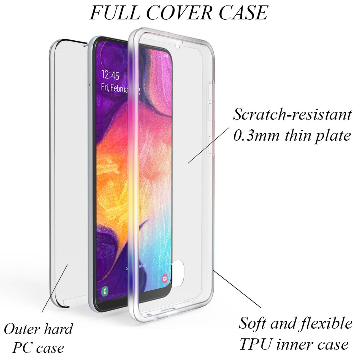 NALIA 360° Hülle für Samsung Galaxy A50 – Vorne & Hinten Schutz – 360GUARD (Full-Body Case) – Marke aus Berlin