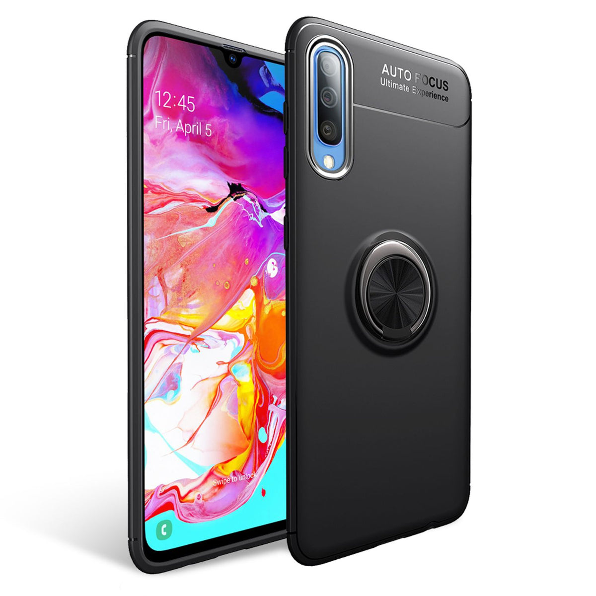 NALIA Ringhülle für Samsung Galaxy A70 – Ring-Ständer 360° & für Magnet-Halter – GRIP360 (Mattiertes Silikon Case) – Marke aus Berlin