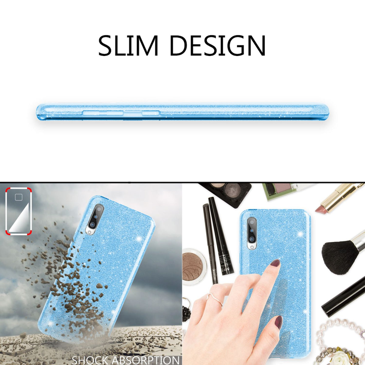 NALIA Glitzer Hülle kompatibel mit Samsung Galaxy A70, Diamant Schutzhülle Glitter Case Bling Cover Silikon Handyhülle Dünn, Ultra-Slim Phone Backcover Handy-Tasche Diamond Bumper Etui