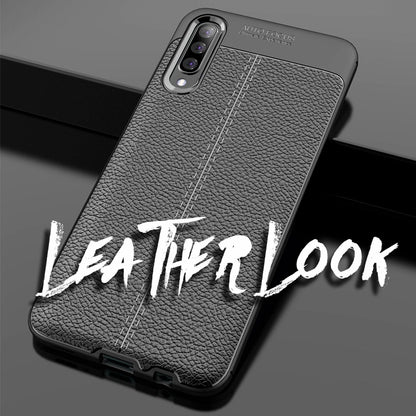 NALIA Leder-Look Hülle kompatibel mit Samsung Galaxy A50, Ultra-Slim Gummi Handyhülle TPU Silikon Case Cover, Dünne Phone Schutzhülle, Stoßfeste Etui Handy-Tasche Backcover Smartphone Bumper - Schwarz