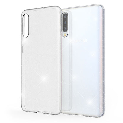 NALIA Glitzerhülle für Samsung Galaxy A70 – Funkelndes Silikon Case – DAZZLIN (Transparent & Stoßfest) – Marke aus Berlin