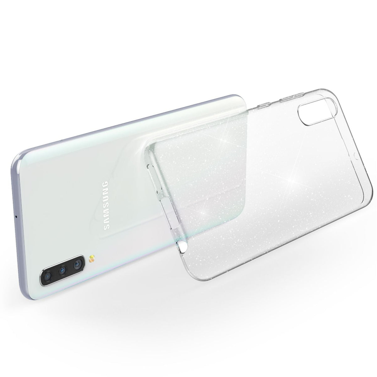 NALIA Glitzerhülle für Samsung Galaxy A50 – Funkelndes Silikon Case – DAZZLIN (Transparent & Stoßfest) – Marke aus Berlin