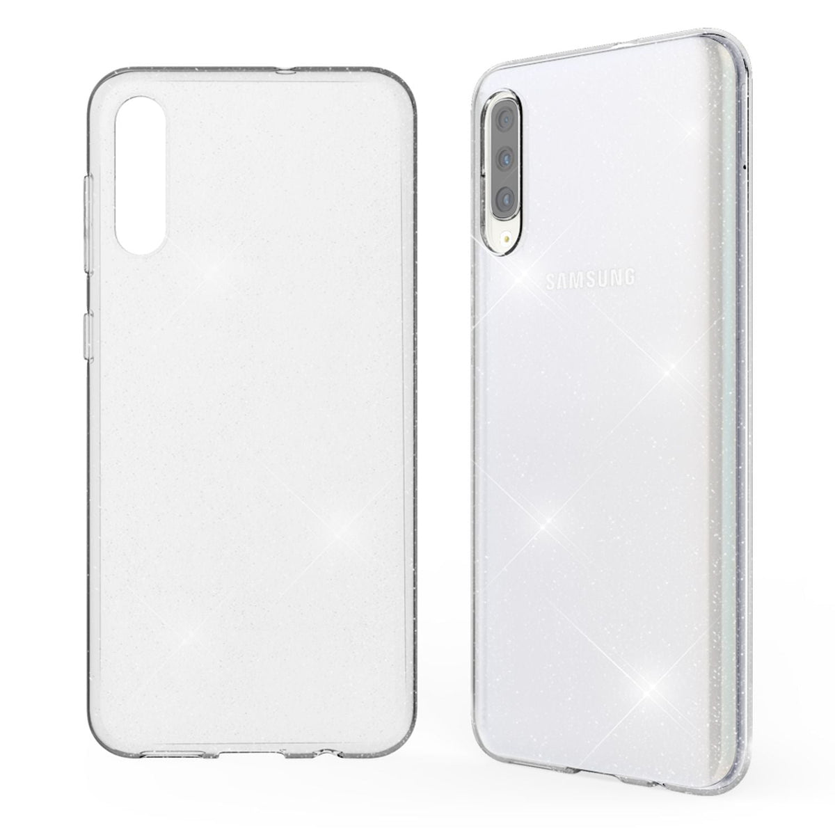 NALIA Glitzerhülle für Samsung Galaxy A50 – Funkelndes Silikon Case – DAZZLIN (Transparent & Stoßfest) – Marke aus Berlin