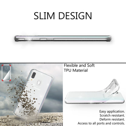 NALIA Glitzerhülle für Samsung Galaxy A40 – Funkelndes Silikon Case – DAZZLIN (Transparent & Stoßfest) – Marke aus Berlin
