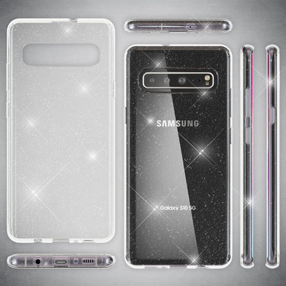 NALIA Glitzerhülle für Samsung Galaxy S10 5G – Funkelndes Silikon Case – DAZZLIN (Transparent & Stoßfest) – Marke aus Berlin