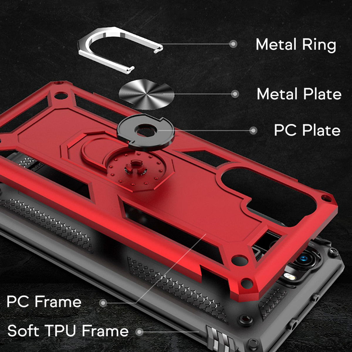 NALIA Ring Handy Hülle für Huawei P30 Pro, Case Cover Etui Display Schutz Glas NALIA Berlin