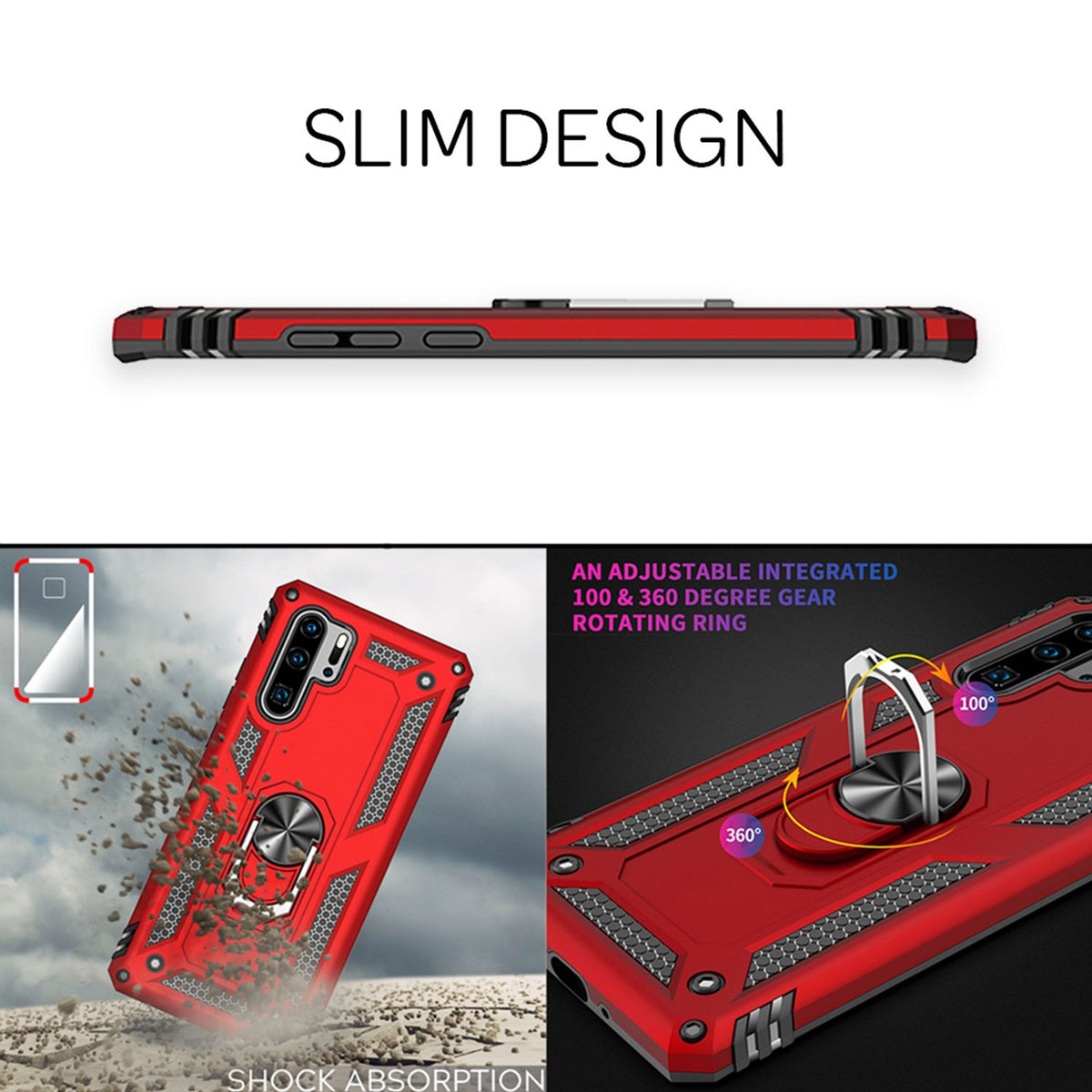 NALIA Ring Handy Hülle für Huawei P30 Pro, Case Cover Etui Display Schutz Glas NALIA Berlin