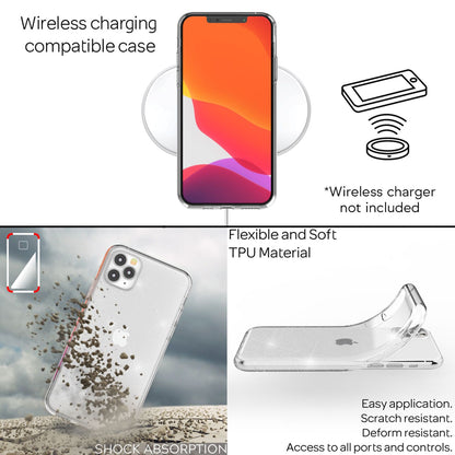 NALIA Glitzerhülle für iPhone 11 Pro Max – Funkelndes Silikon Case – DAZZLIN (Transparent & Stoßfest) – Marke aus Berlin