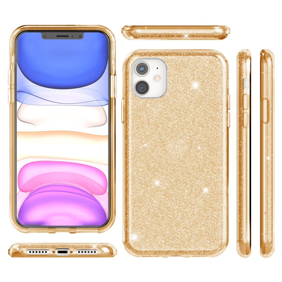 NALIA Glitzerhülle für iPhone 11 – Funkelnder Glitzer-Look & Grip – SHINEPOP (Silikon Case) – Marke aus Berlin