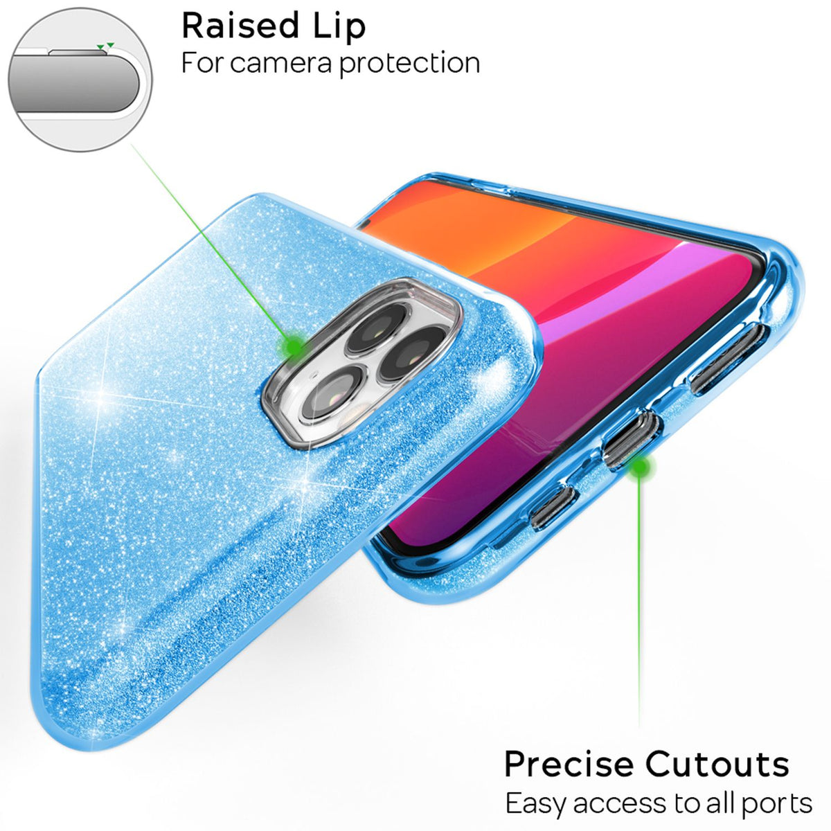 NALIA Glitzerhülle für iPhone 11 Pro Max – Funkelnder Glitzer-Look & Grip – SHINEPOP (Silikon Case) – Marke aus Berlin