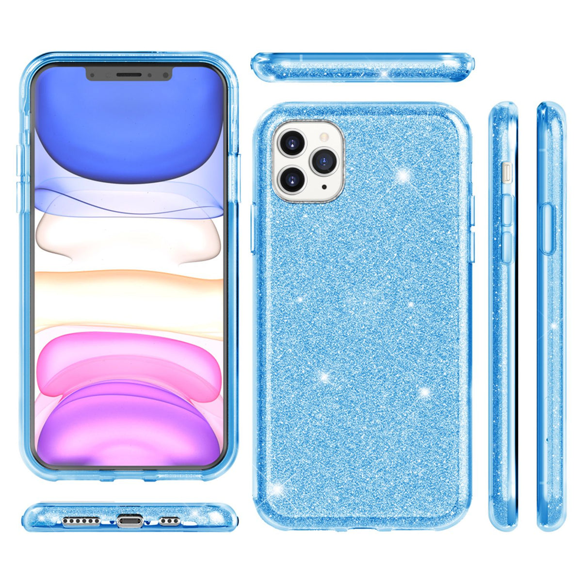 NALIA Glitzerhülle für iPhone 11 Pro – Funkelnder Glitzer-Look & Grip – SHINEPOP (Silikon Case) – Marke aus Berlin