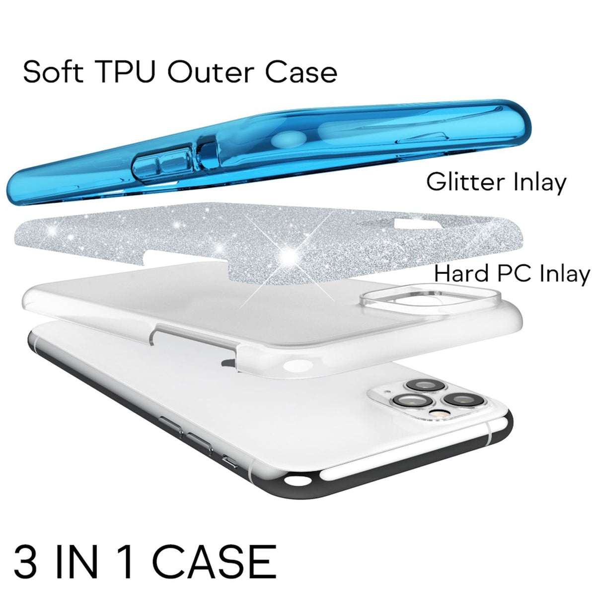 NALIA Glitzerhülle für iPhone 11 Pro – Funkelnder Glitzer-Look & Grip – SHINEPOP (Silikon Case) – Marke aus Berlin