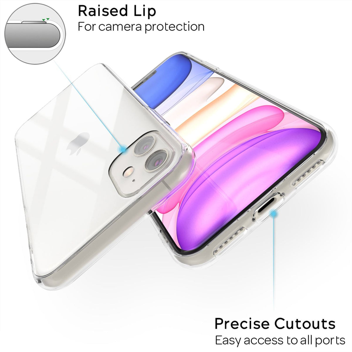 NALIA Hartglas Case kompatibel mit iPhone 11 Hülle, Durchsichtiges Hardcase aus 9H Tempered Glass mit Silikon Bumper, Stoßfeste & Kratzfeste Handyhülle Cover Schutzhülle - Transparent
