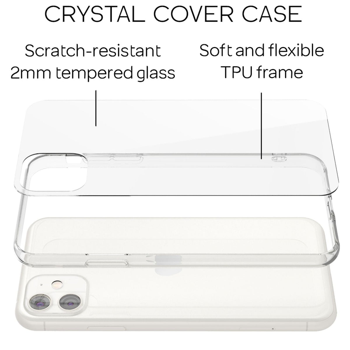 NALIA Hartglas Case kompatibel mit iPhone 11 Hülle, Durchsichtiges Hardcase aus 9H Tempered Glass mit Silikon Bumper, Stoßfeste & Kratzfeste Handyhülle Cover Schutzhülle - Transparent