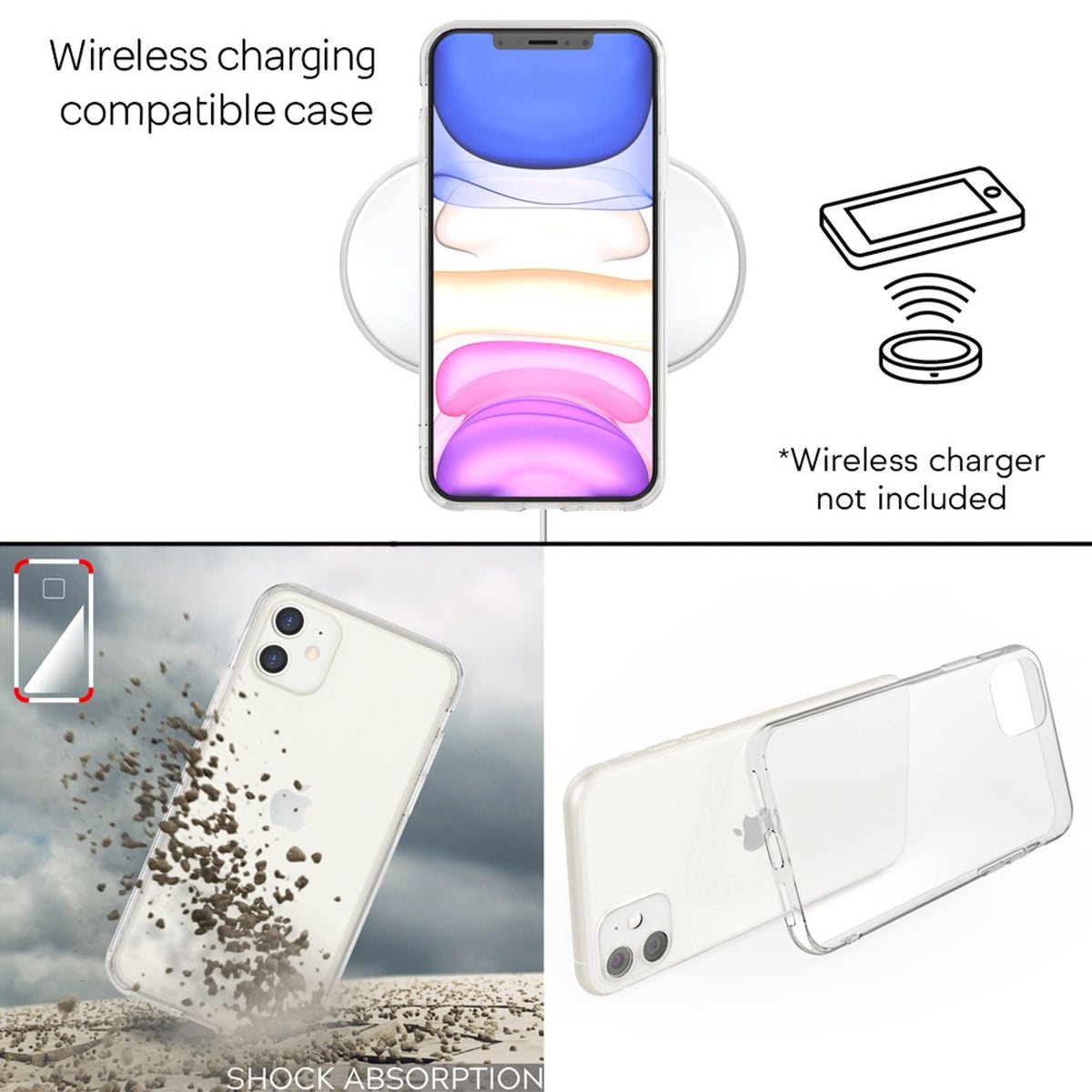 NALIA Hartglas Case kompatibel mit iPhone 11 Hülle, Durchsichtiges Hardcase aus 9H Tempered Glass mit Silikon Bumper, Stoßfeste & Kratzfeste Handyhülle Cover Schutzhülle - Transparent