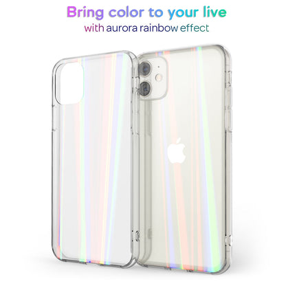 NALIA Transparente Glashülle für iPhone 11 – Holografischer Prisma-Effekt (Regenbogen Schimmer) – 9H Hartglas & Anti-Gelb – AURORA – Marke aus Berlin