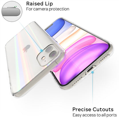 NALIA Transparente Glashülle für iPhone 11 – Holografischer Prisma-Effekt (Regenbogen Schimmer) – 9H Hartglas & Anti-Gelb – AURORA – Marke aus Berlin