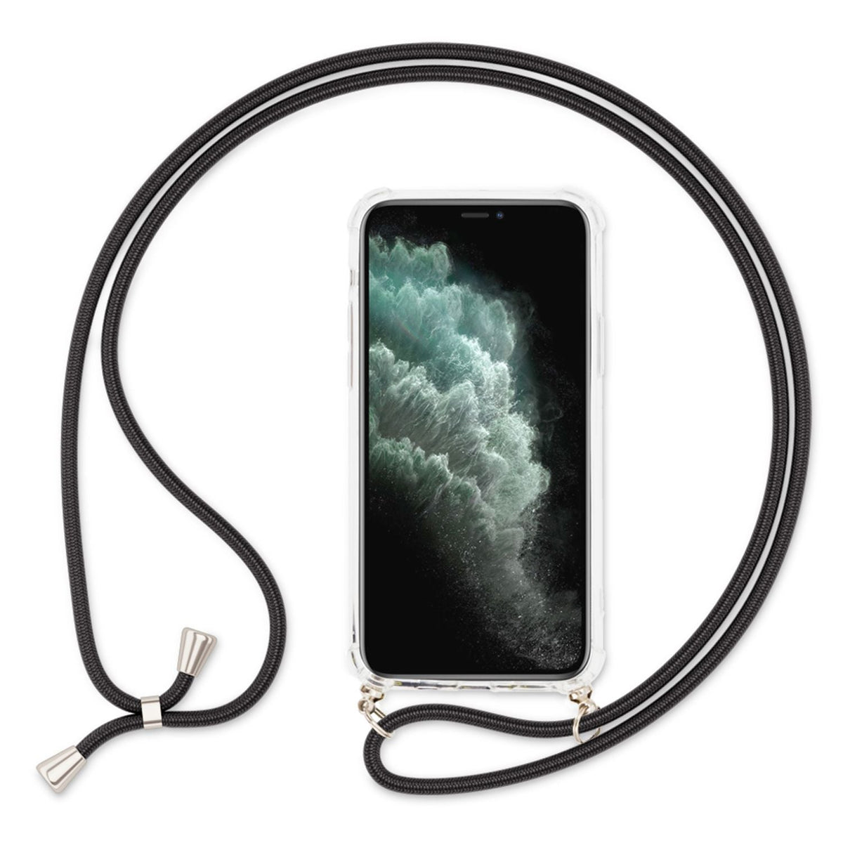 NALIA Handykette für iPhone 11 – Transparentes Hybrid-Case & Band – HANGIT (Anti-Gelb Rückseite & Verstellbar) – Marke aus Berlin
