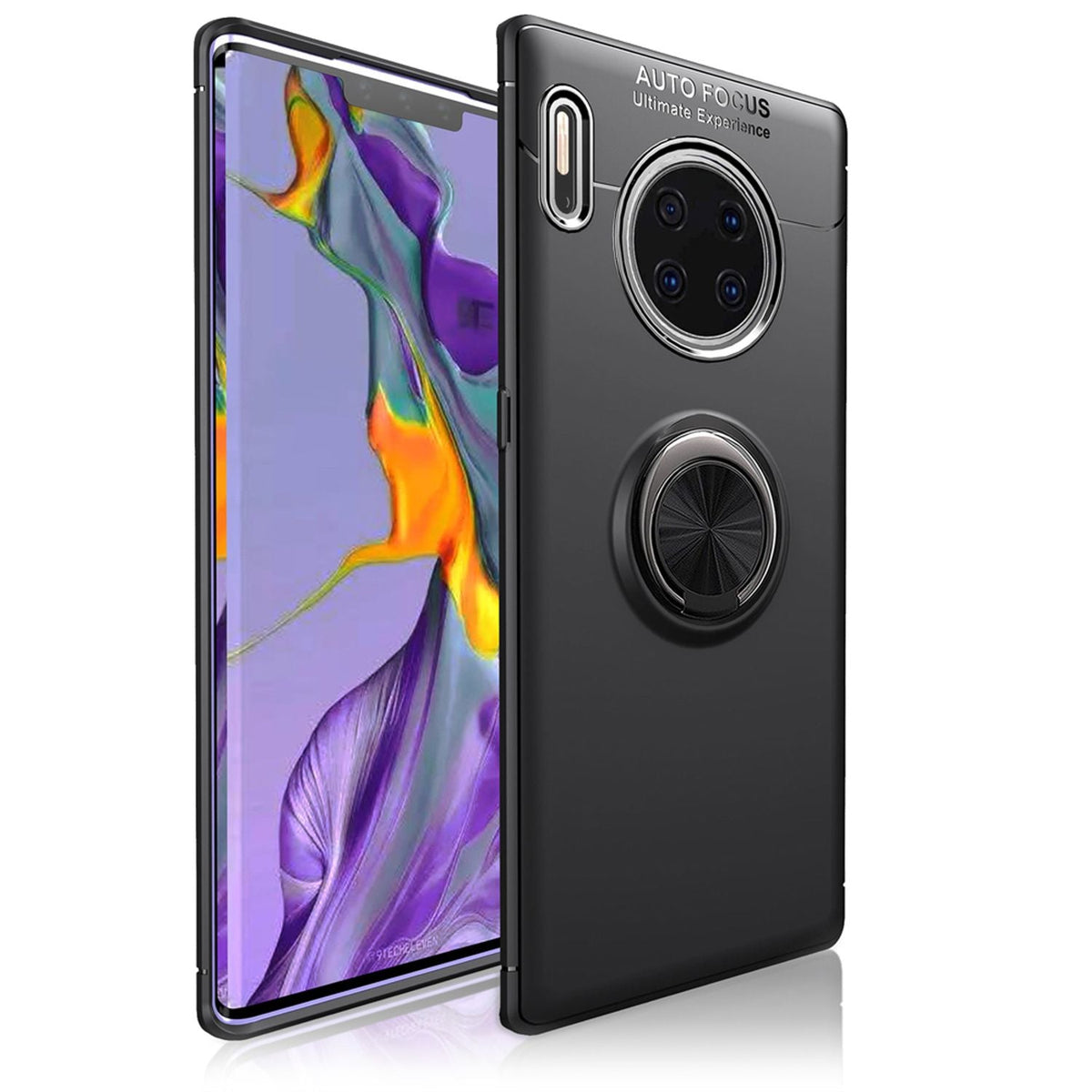 NALIA Ring Handyhülle kompatibel mit Huawei Mate 30 Pro / Mate 30 Pro 5G Hülle, Silikon mit 360 Grad Finger-Halter für magnetische KFZ-Halterung, Schutzhülle Cover Phone Case Handy-Tasche Schutz Etui
