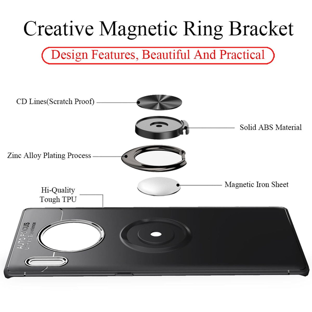 NALIA Ring Handyhülle kompatibel mit Huawei Mate 30 Pro / Mate 30 Pro 5G Hülle, Silikon mit 360 Grad Finger-Halter für magnetische KFZ-Halterung, Schutzhülle Cover Phone Case Handy-Tasche Schutz Etui