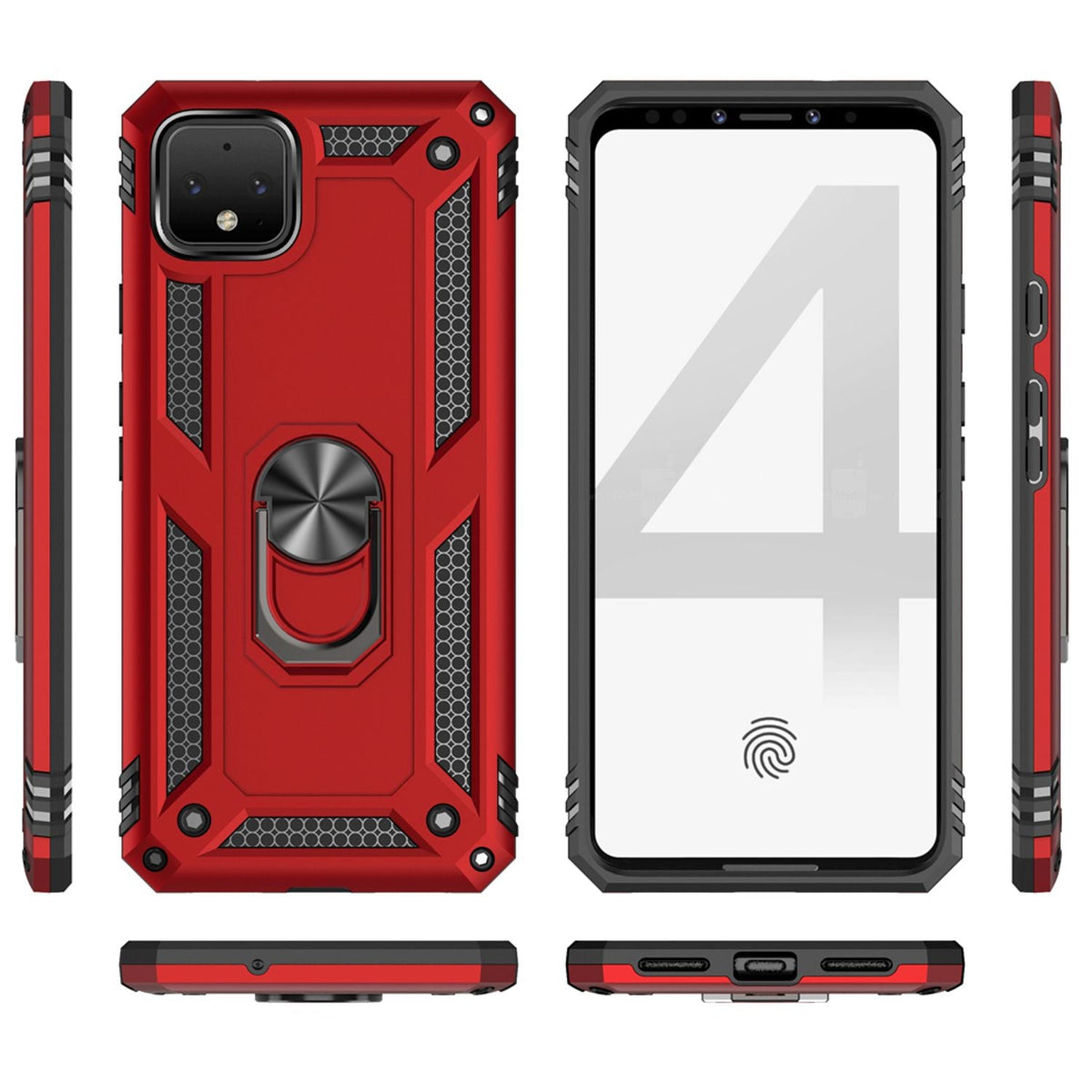 NALIA Panzerhülle für Google Pixel 4 – Ring-Ständer 360° & Magnet-Halterung Kompatibel – RINGDEFEND (Stoßfestes Outdoor Case) – Marke aus Berlin